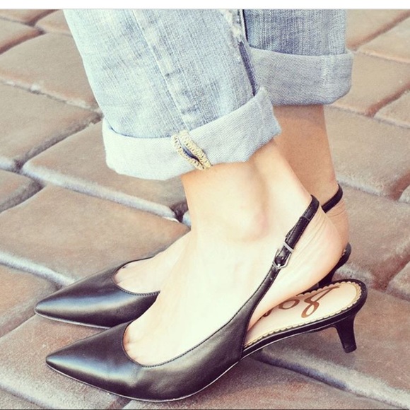 Sam Edelman Shoes - SAM EDELMAN Leather Slingback Kitten Heels